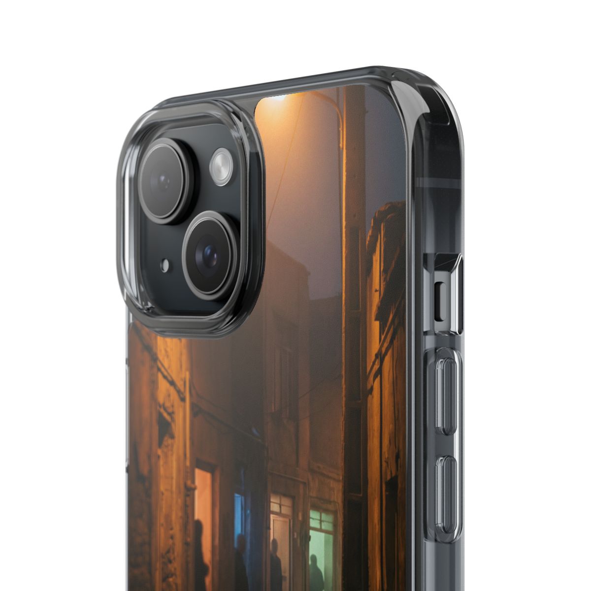Clear Impact-Resistant Apple iPhone Cases - Nocturnal Shadows Cinematic Alleyway | iPhone 17 Pro Max, 17 Pro, 17 Air & More