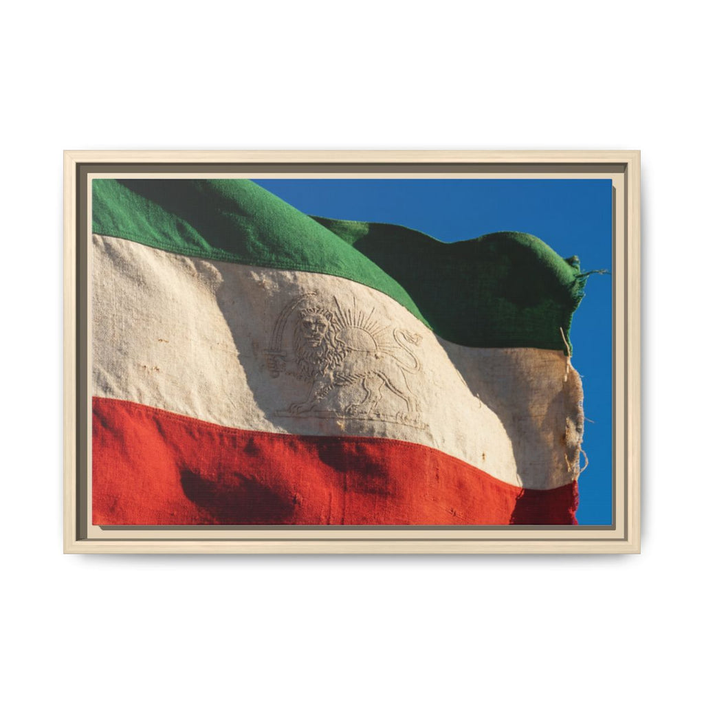 Framed Canvas Art - Distressed Flag — Natural / 1.25"