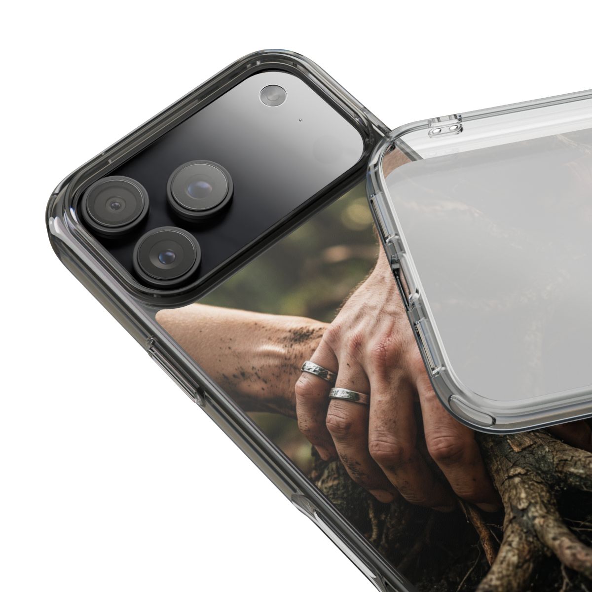 Clear Apple iPhone Case Tree Roots and Hands Art