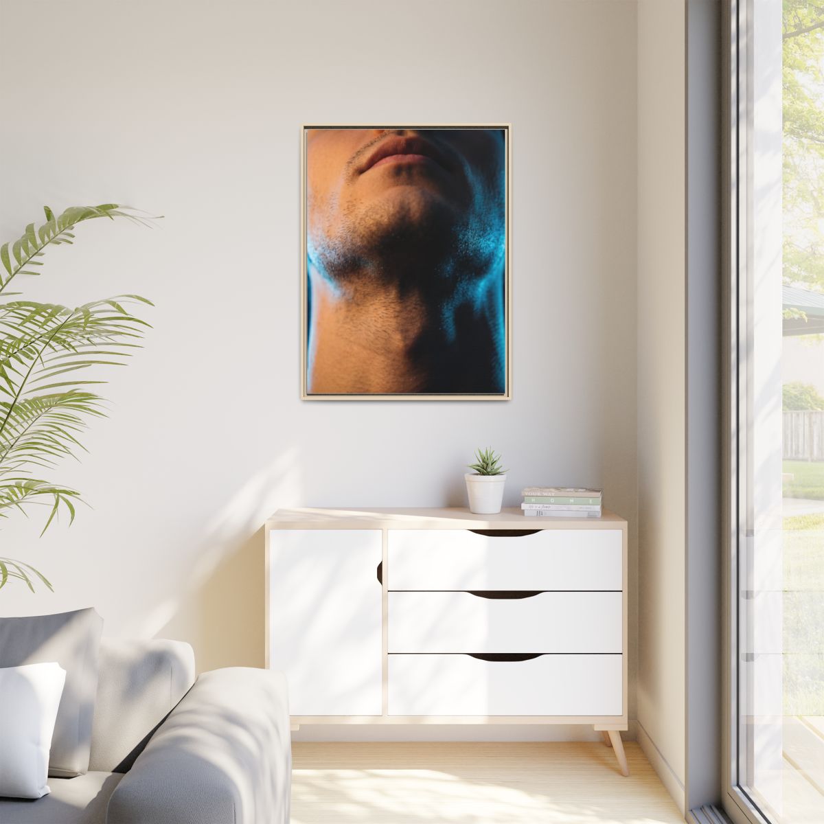 Matte Canvas, Framed - Neon Shadows Cinematic Portrait Art...