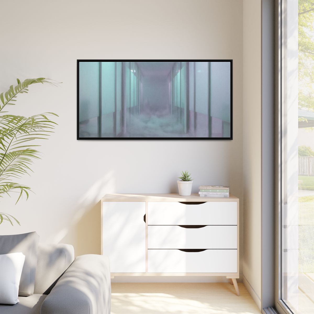 Matte Canvas, Framed - Liminal Corridor Fog Art Print —... |...