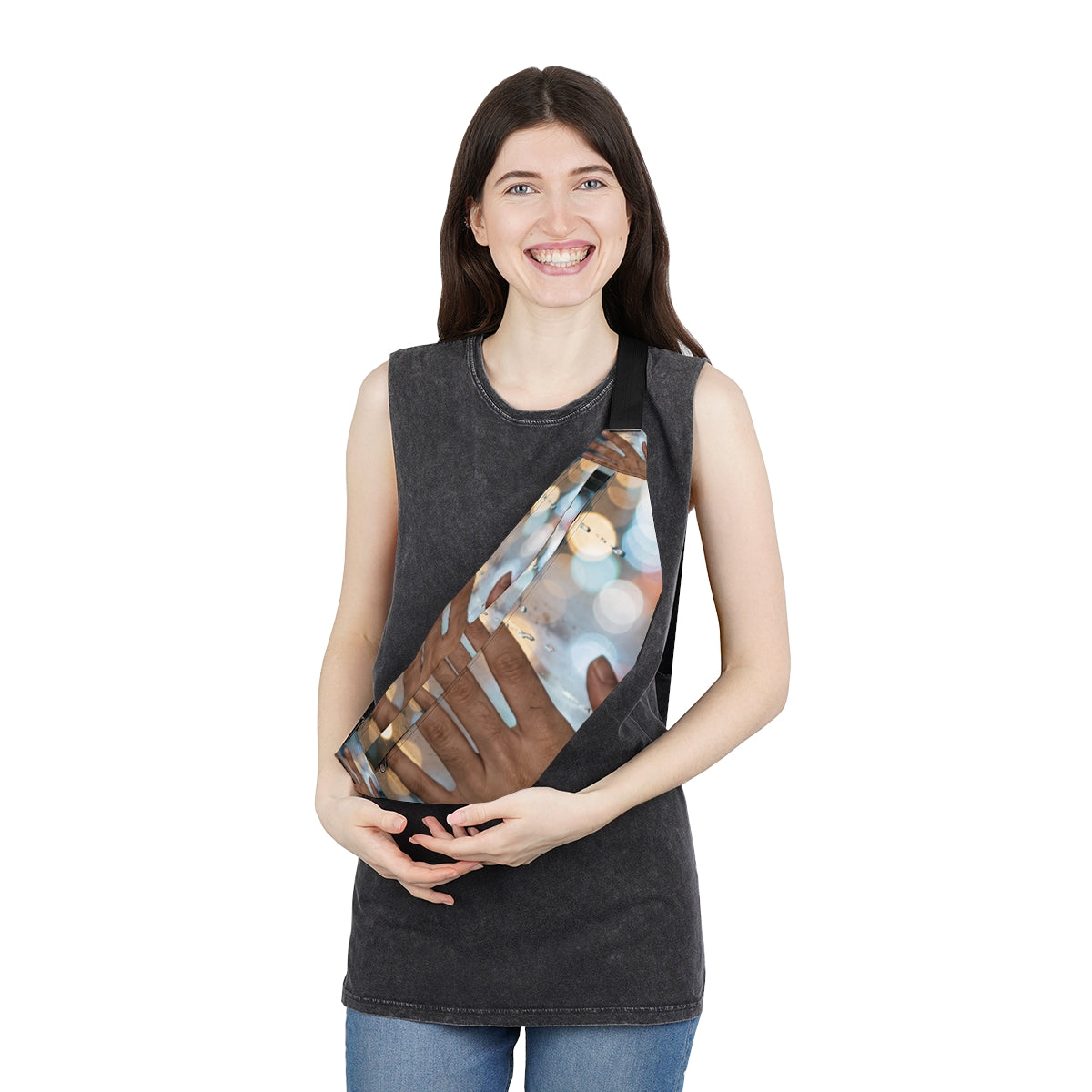 Large Fanny Pack with Rainy City Window Art