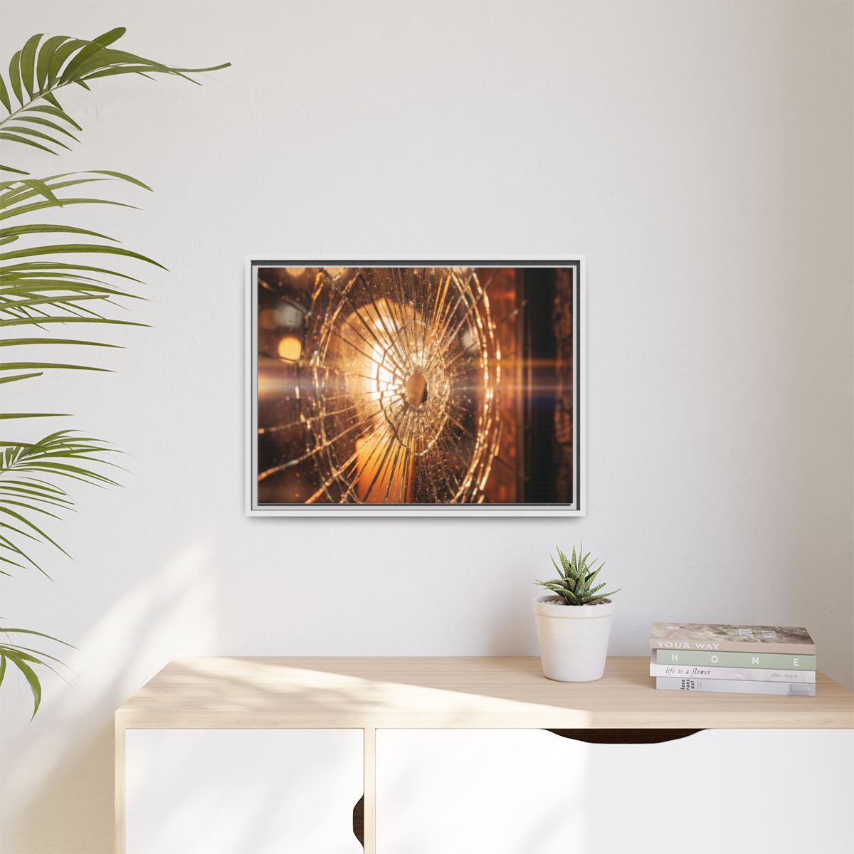 Matte Canvas, Framed - Golden Fractured Art — White / 1.25"...