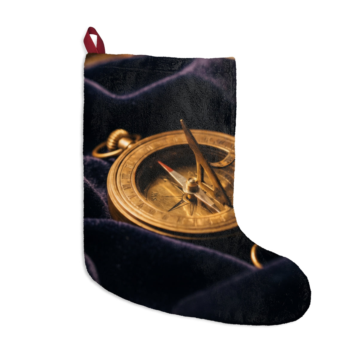 Vintage Brass Sundial Compass Holiday Stocking