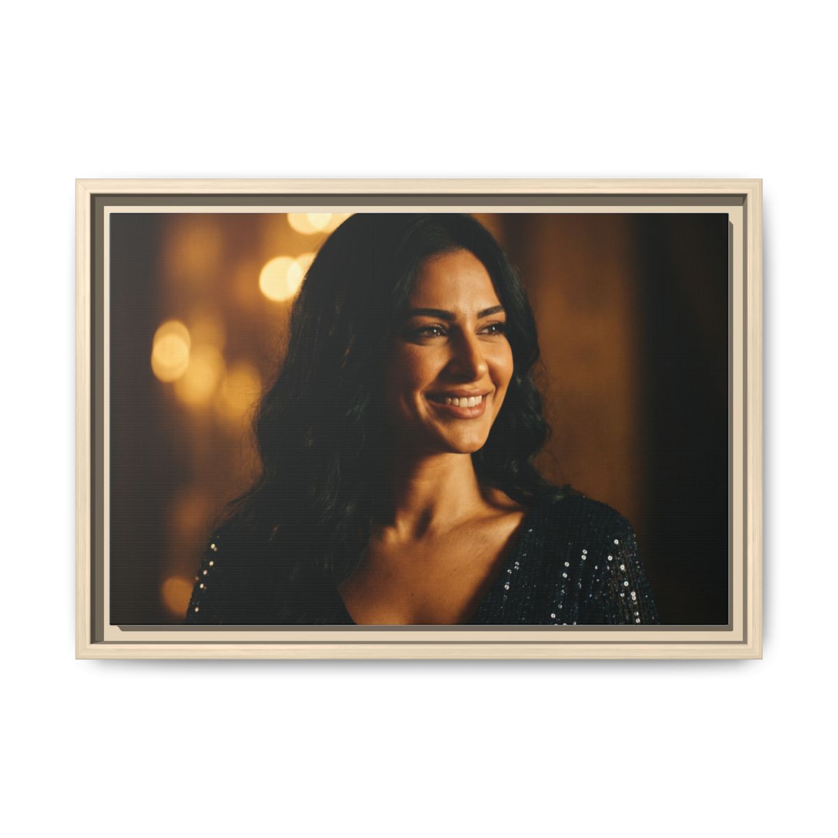 Framed Canvas Art - Golden Glamour — Natural / 1.25"