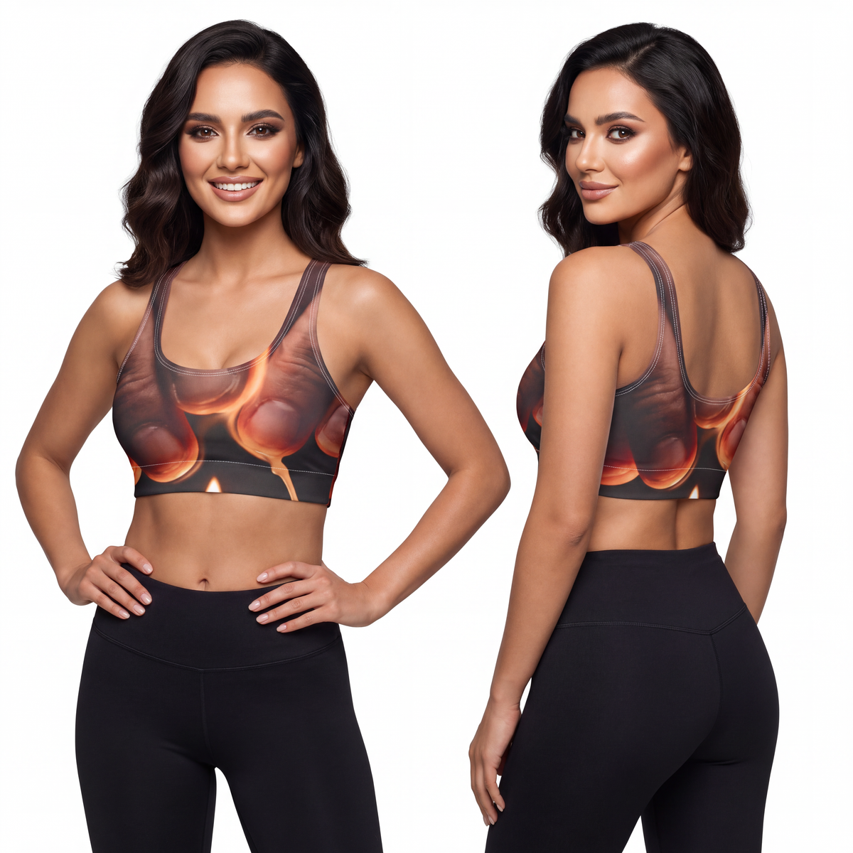 Polyester Sports Bra - Candlelight Shadow | Echovira Gallery