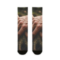 Crew Socks with Forest Roots and Hands Art