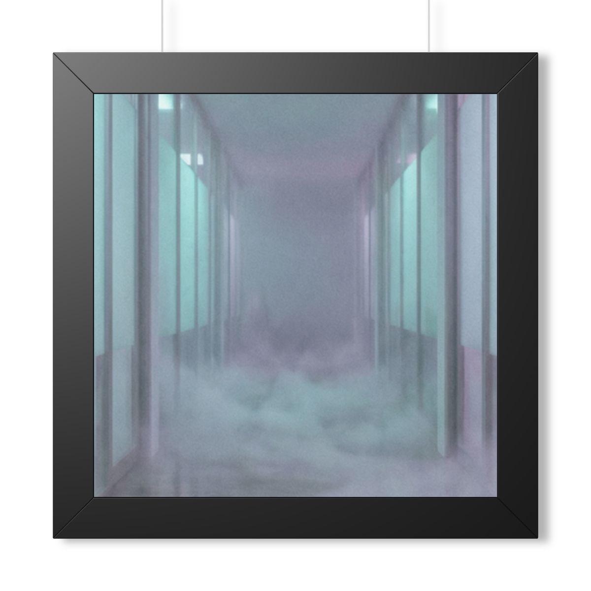 Framed Horizontal Poster - Liminal Corridor Fog Art Print —...