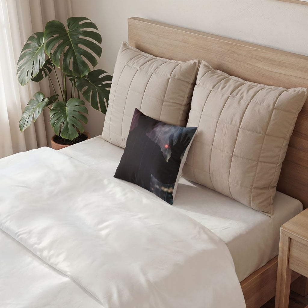 Poly Velvet Pillow - City Window Rain Noir Aesthetic Art |...