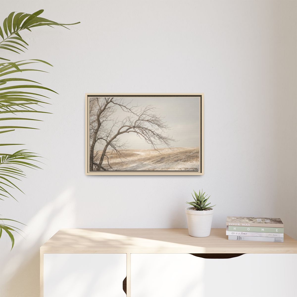 Matte Canvas, Framed - Winter Branch Solitude Landscape —......