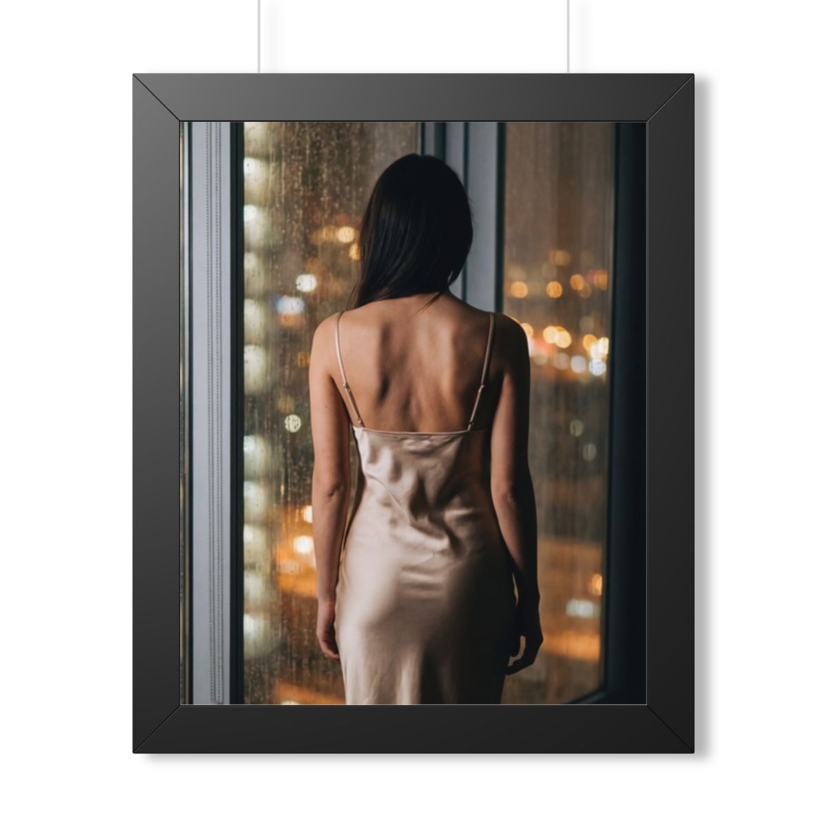 Framed Vertical Poster - Shimmering Rainscape — Black... |...