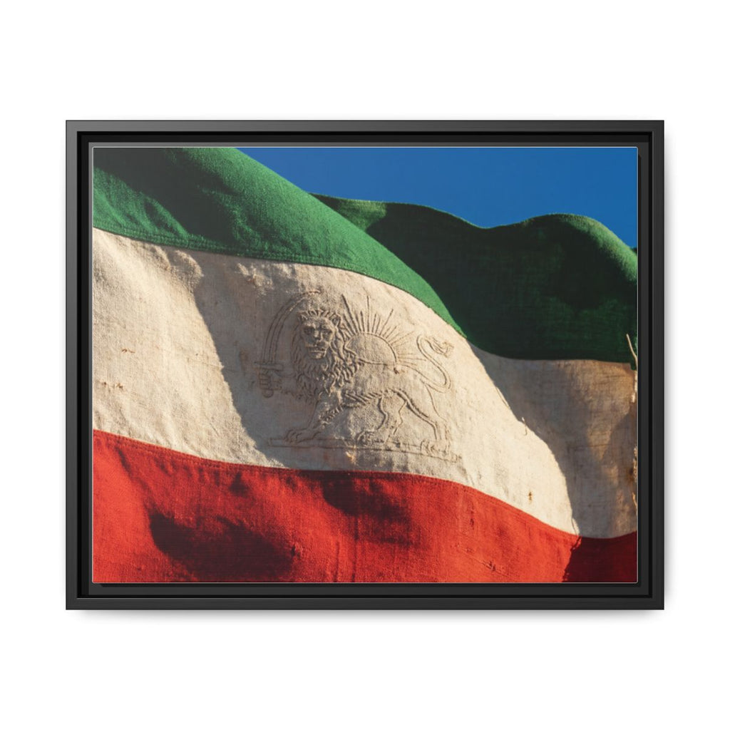 Framed Canvas Art - Distressed Flag — Black / 1.25"