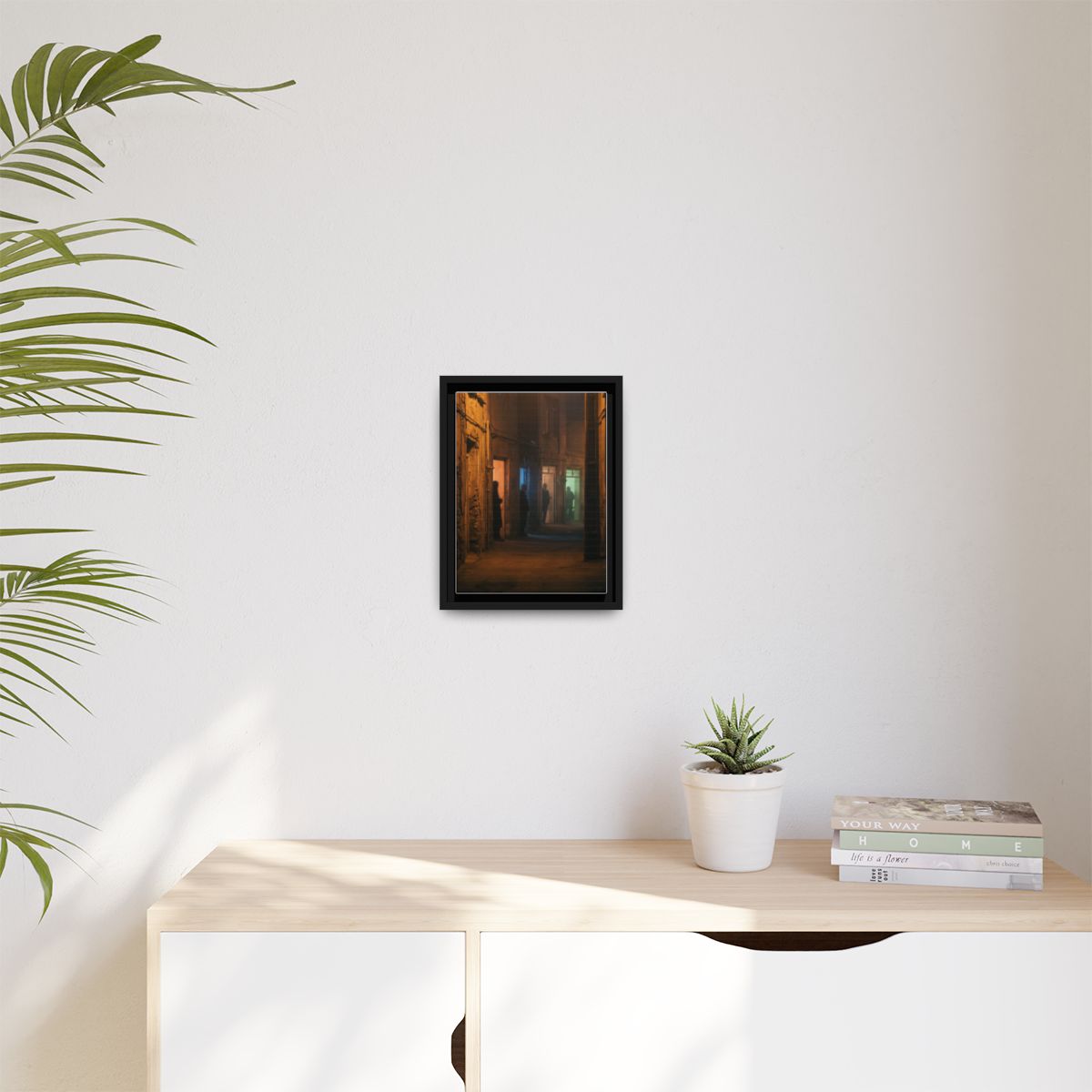 Matte Canvas, Framed - Shadowed Alleyway Mystery Art Print...