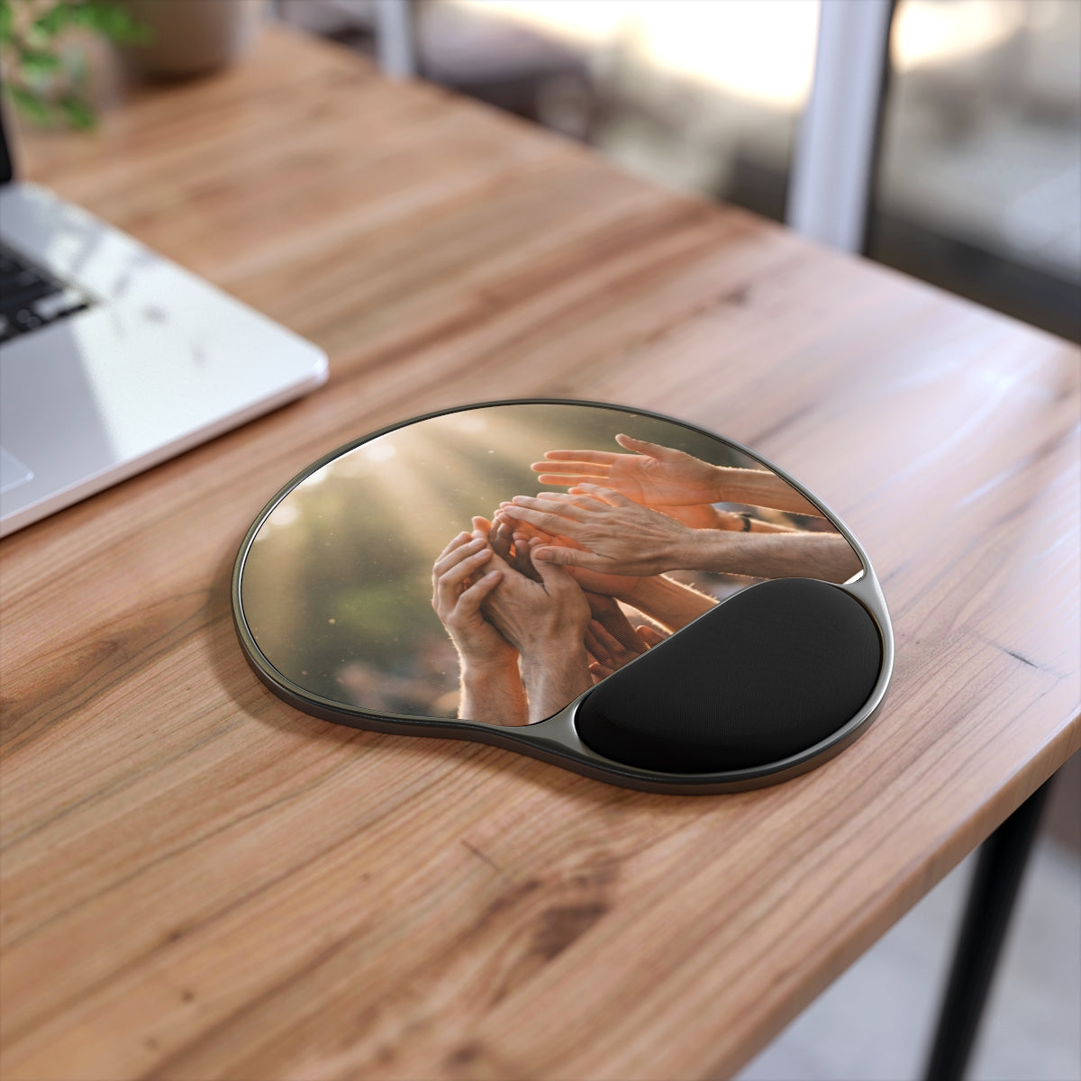 Mouse Pad With Wrist Rest - Golden Rays of Unity Wall Art |...