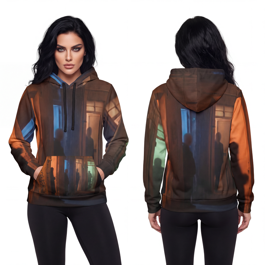 Athletic Hoodie - Shadowed Alleyway Mystery Art Print |...