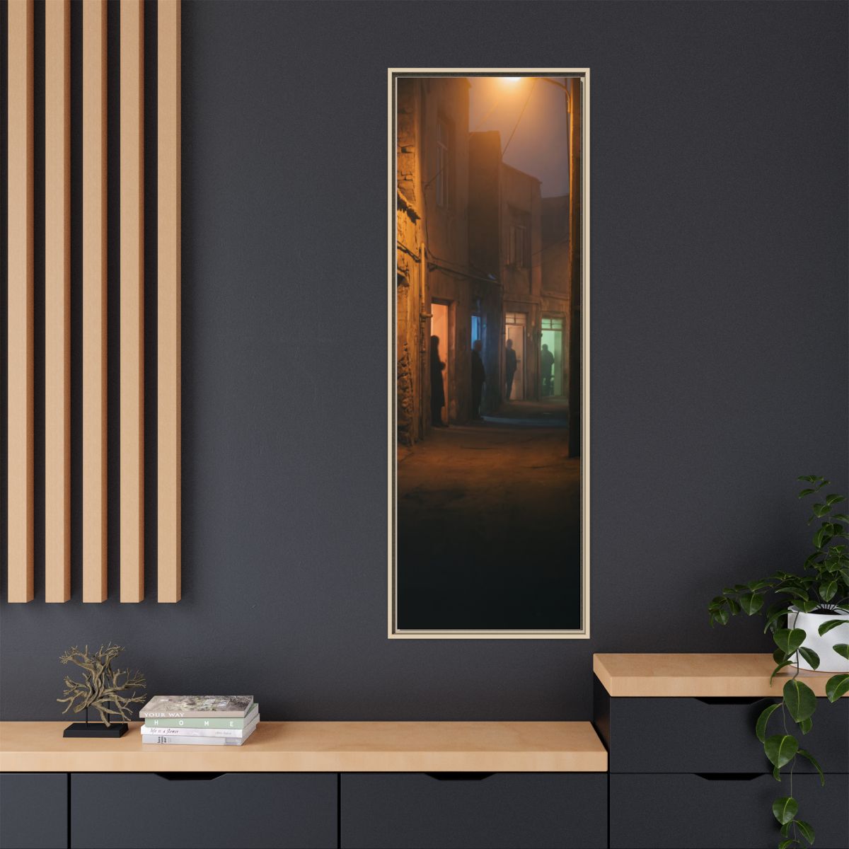 Matte Canvas, Framed - Shadowed Alleyway Mystery Art Print...