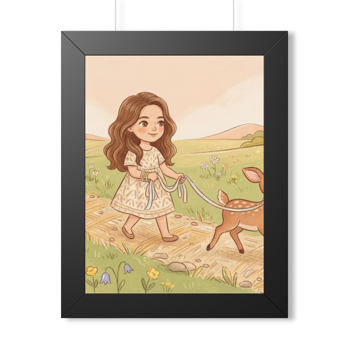 Framed Vertical Poster - Meadow Walk Fawn — Black (11×14......