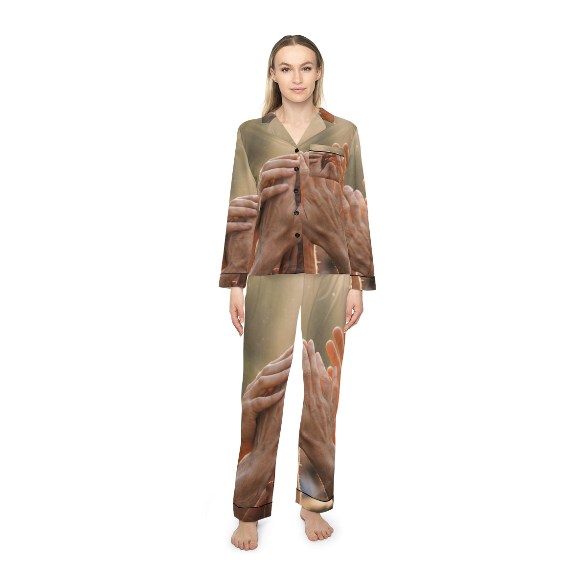 Women's Satin Pajamas - Golden Rays of Unity Wall Art |...
