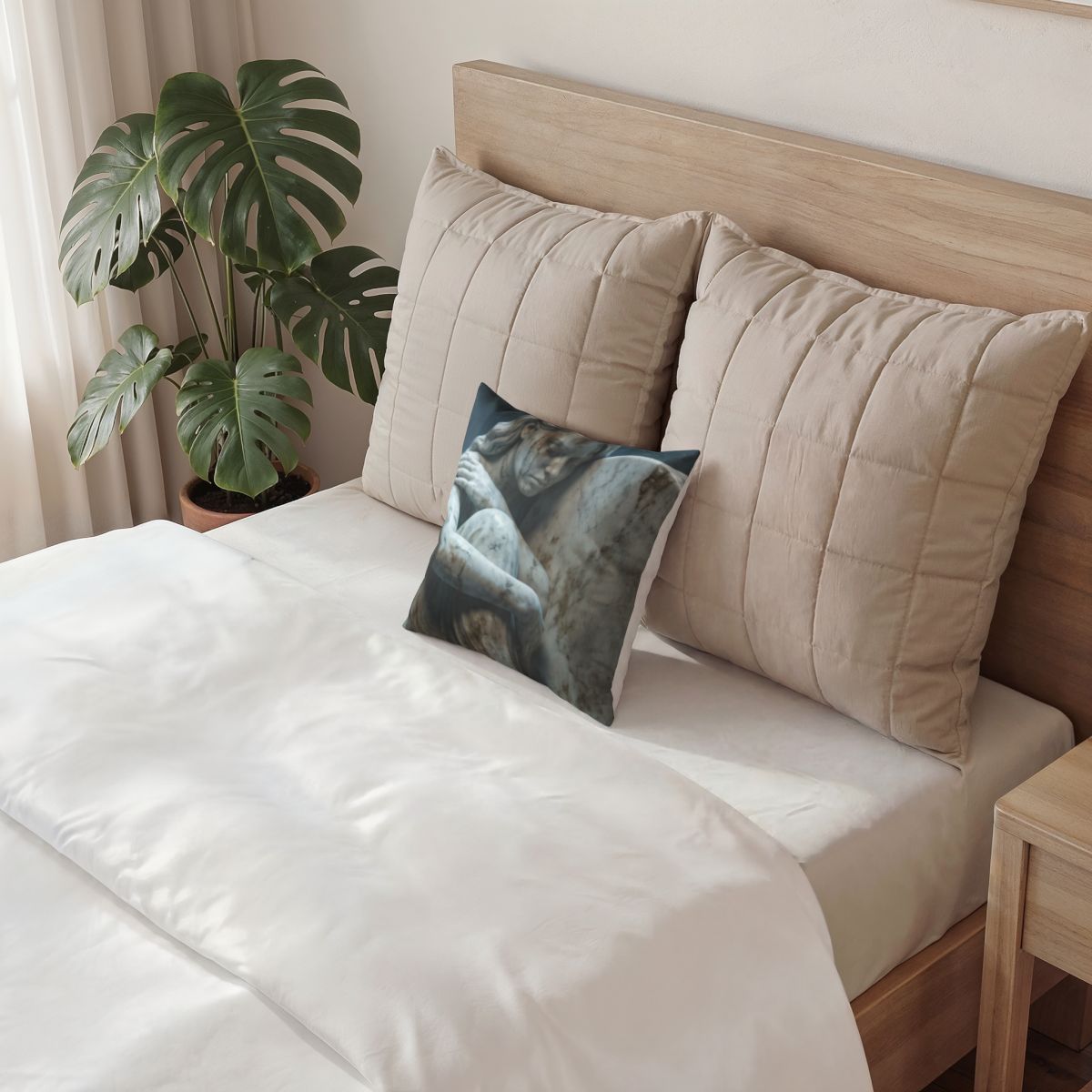 Poly Velvet Pillow - Classical Stone Muse | Echovira Gallery