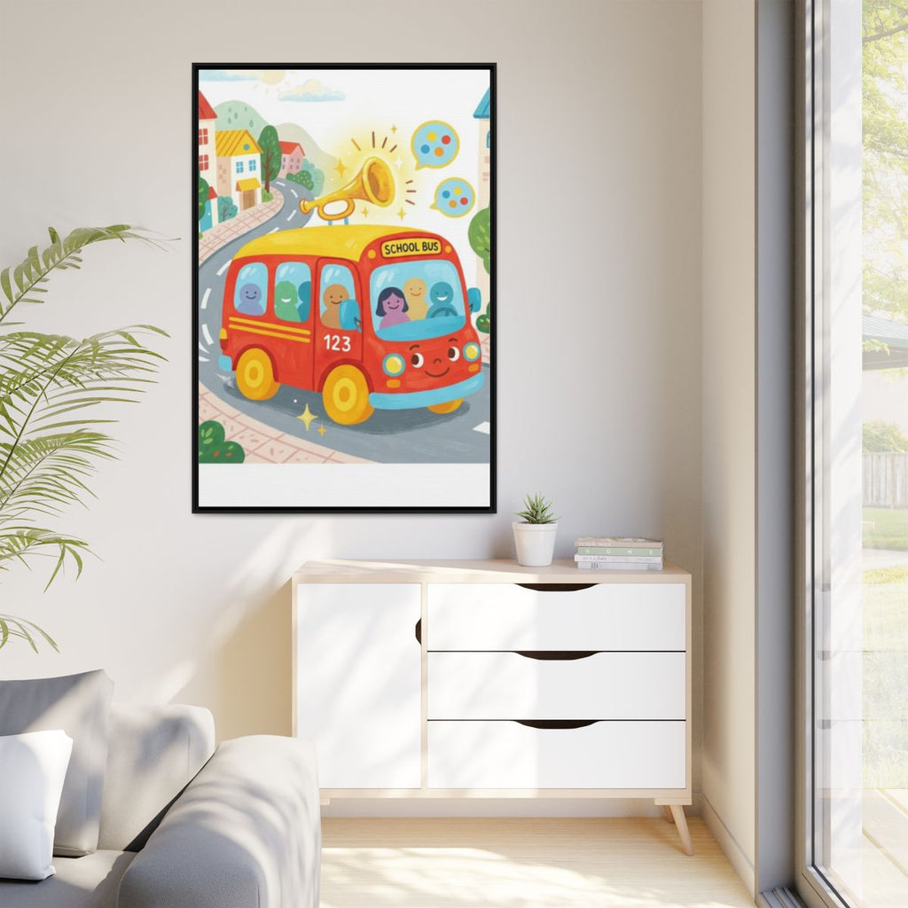 Matte Canvas - Framed Bus Town Canvas Art — Black / 1.25"......