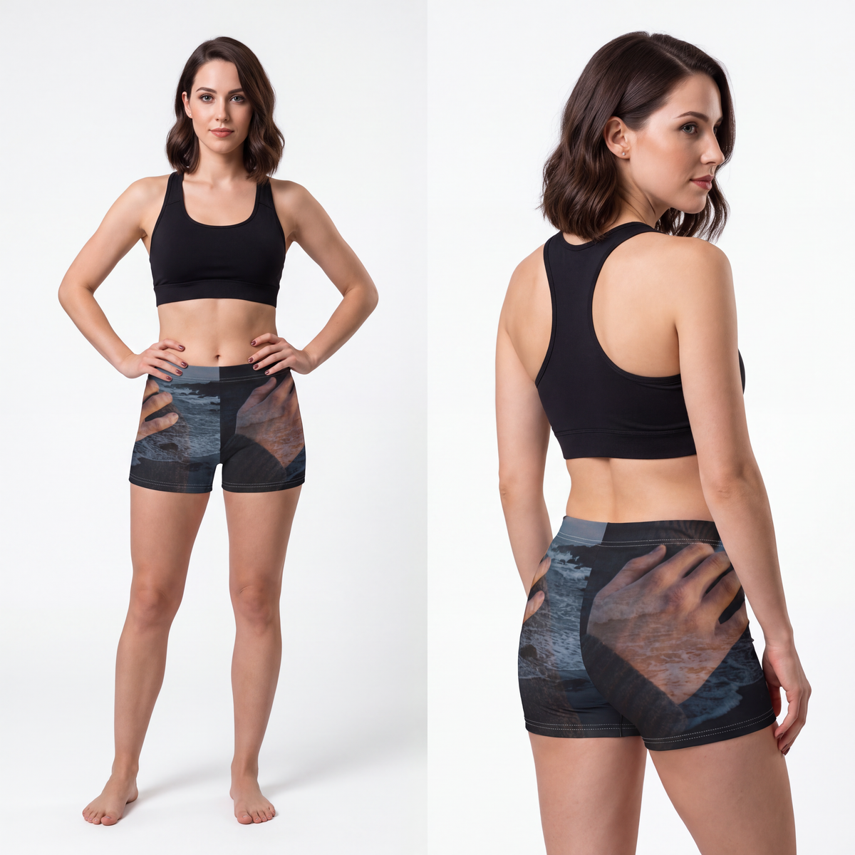 Women's Shorts - Silent Tides Ocean Coast | Echovira Gallery