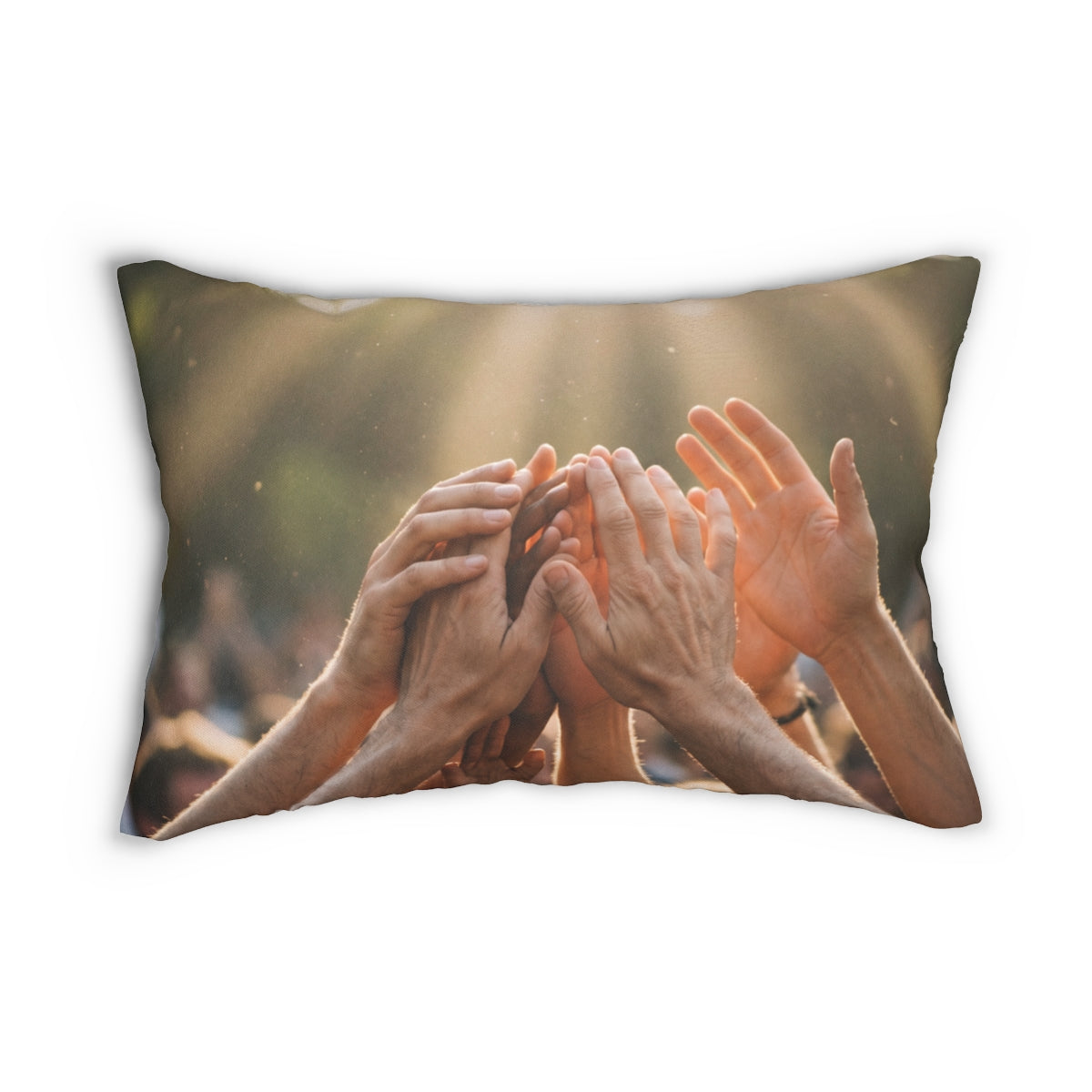 Spun Polyester Lumbar Pillow - Golden Rays of Unity Wall Art...