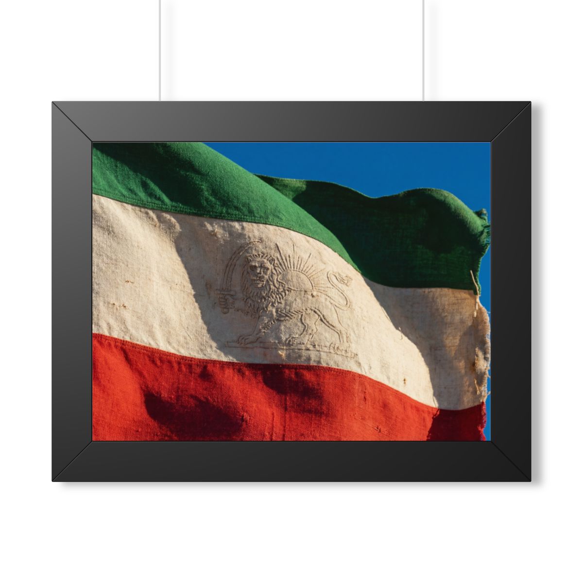 Framed Horizontal Poster - Vintage Persian Lion and Sun Flag...