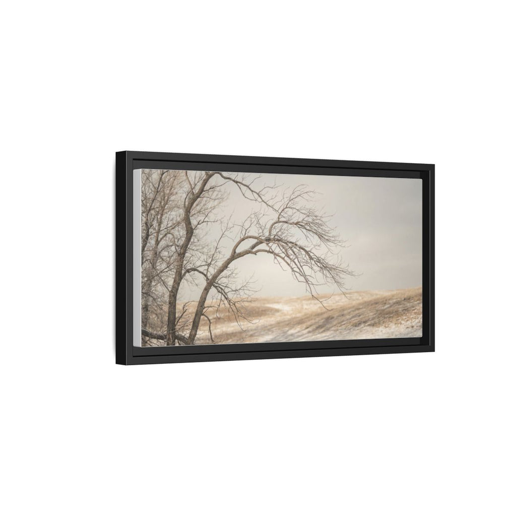 Framed Canvas Art - Minimalist Winter — Black / 1.25"