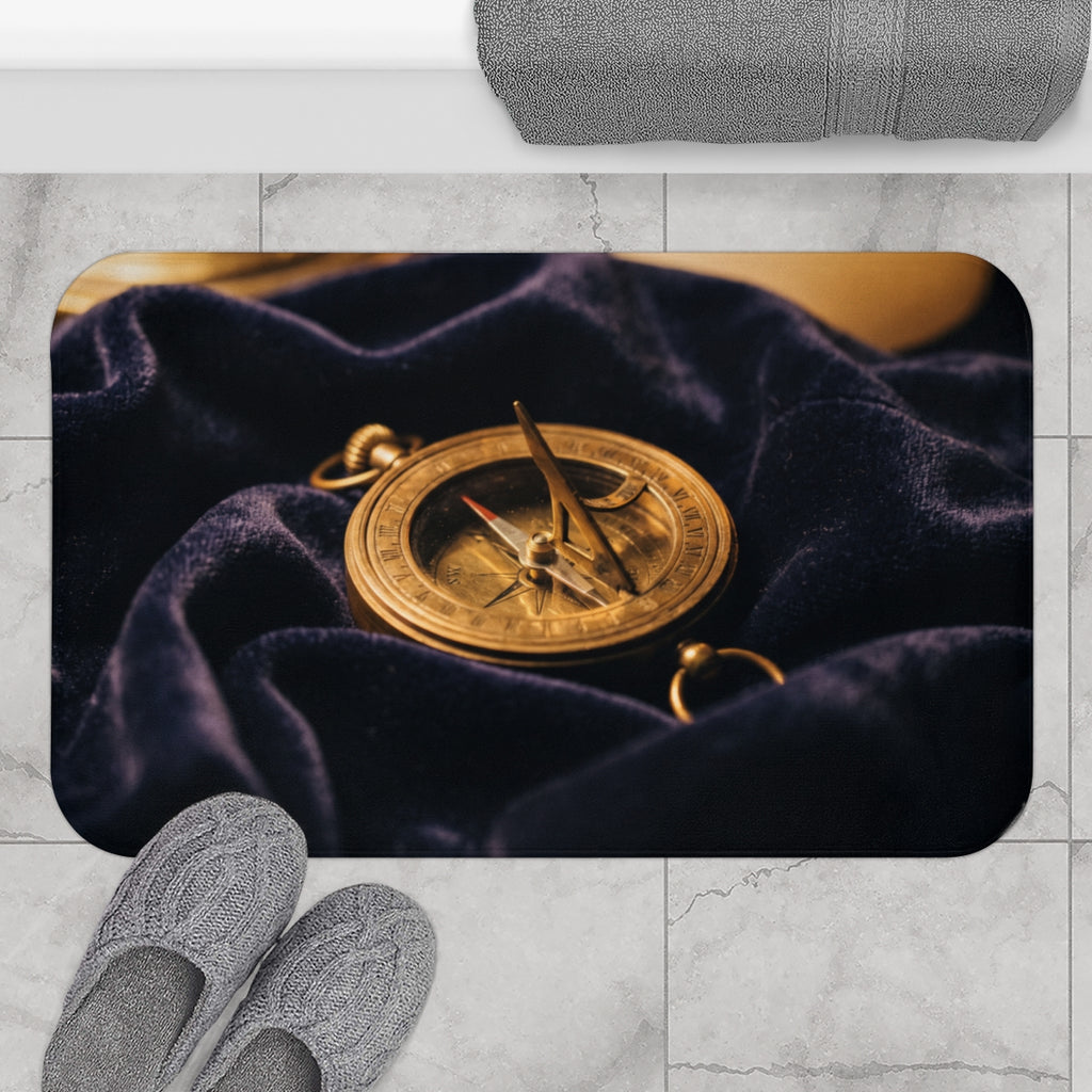 Vintage Brass Sundial Compass Bath Mat