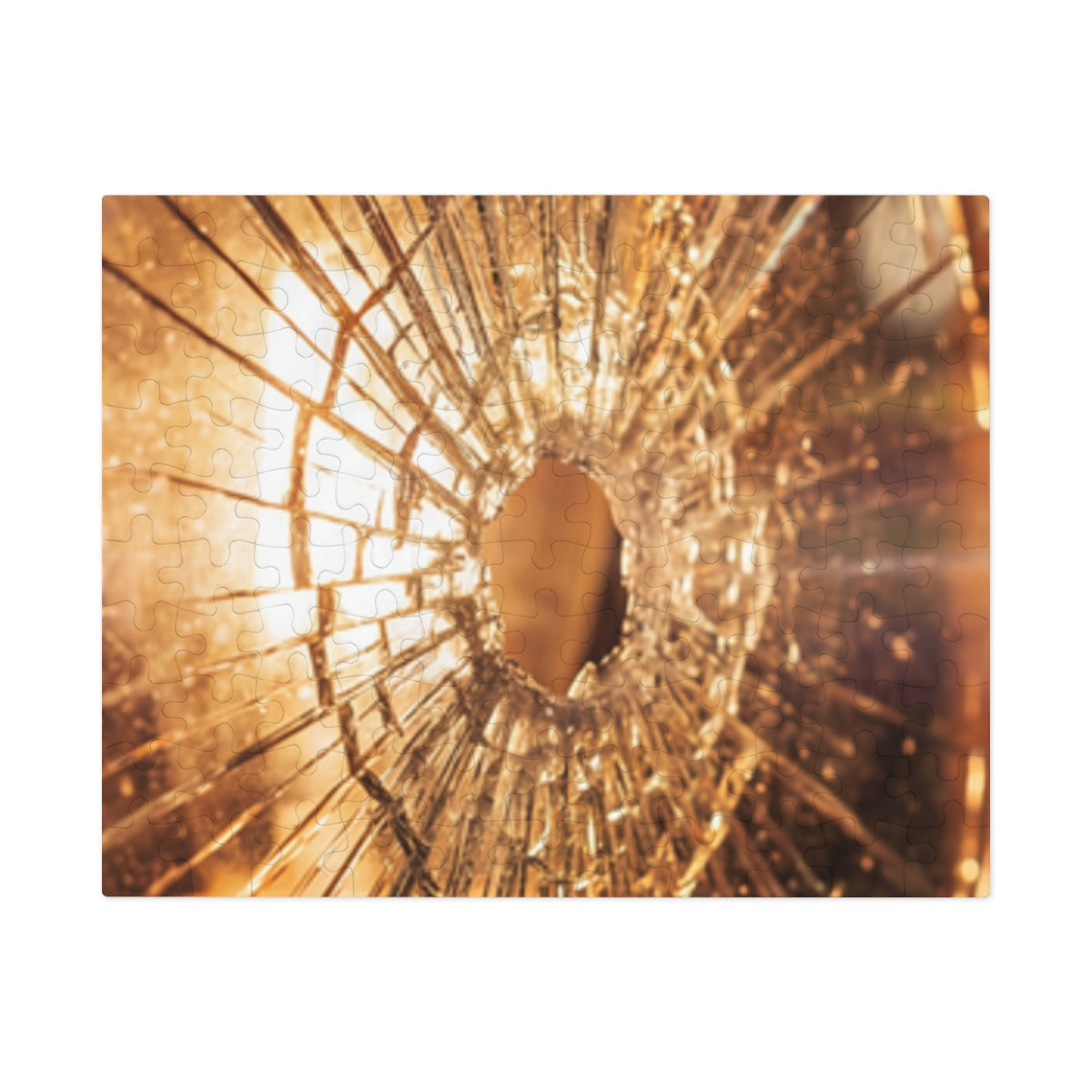 Jigsaw Puzzle with Tin - Golden Fractures Shattered Glass......