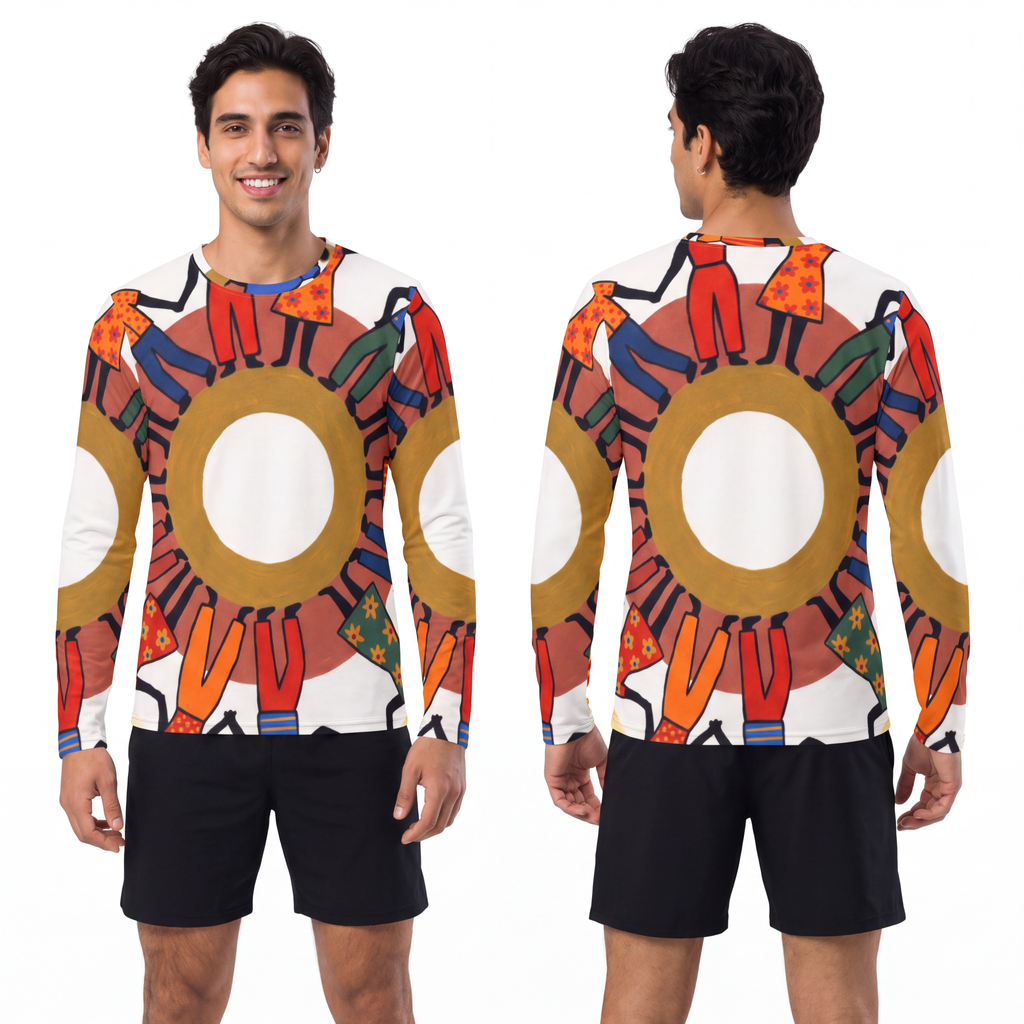 Men's Long Sleeve Shirt - Unity Mandala Folk Art | Echovira...