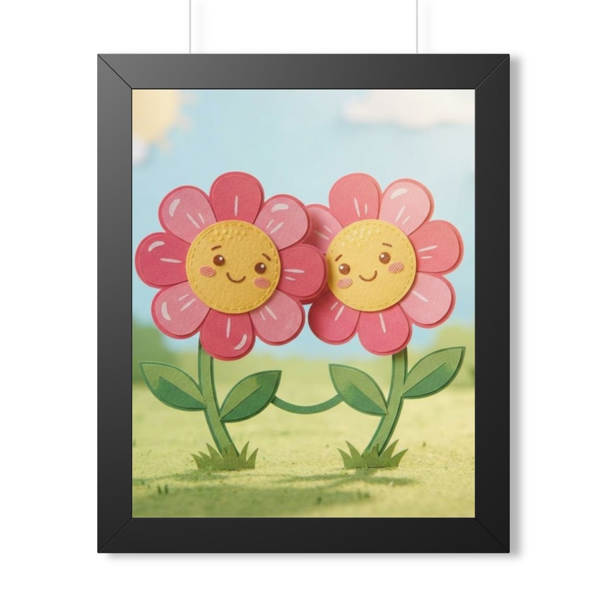 Framed Vertical Poster - Blooming Friends Papercraft Floral...
