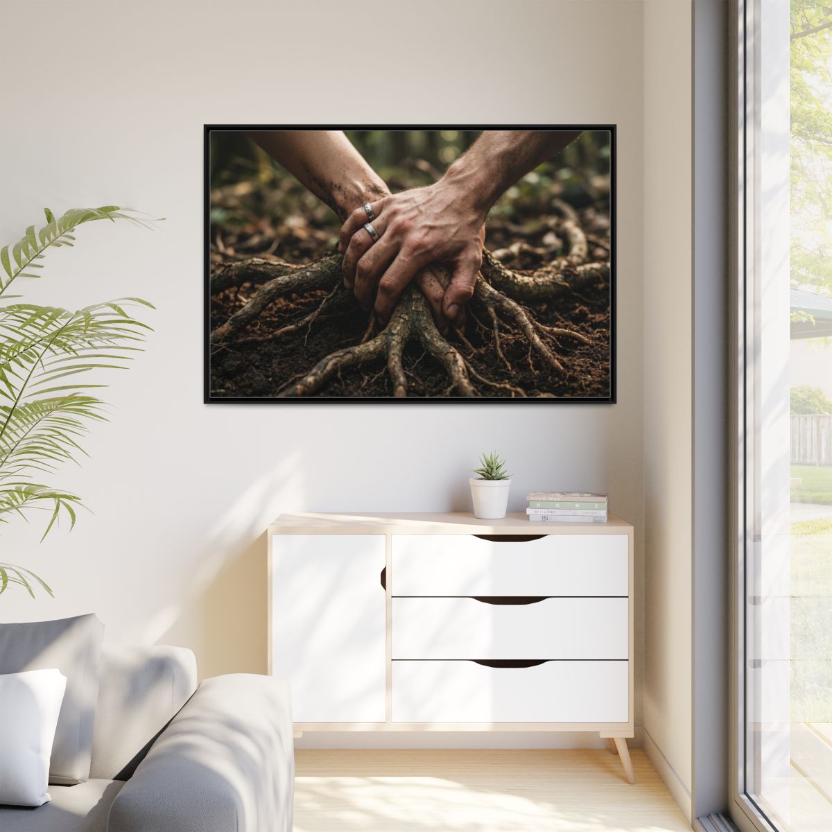 Framed Landscape Canvas of Forest Hands & Roots
