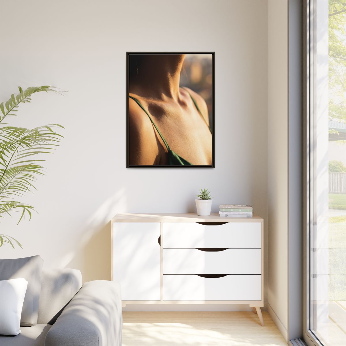Golden Hour Matte Canvas - Framed Sunset Wall Art — Espresso...