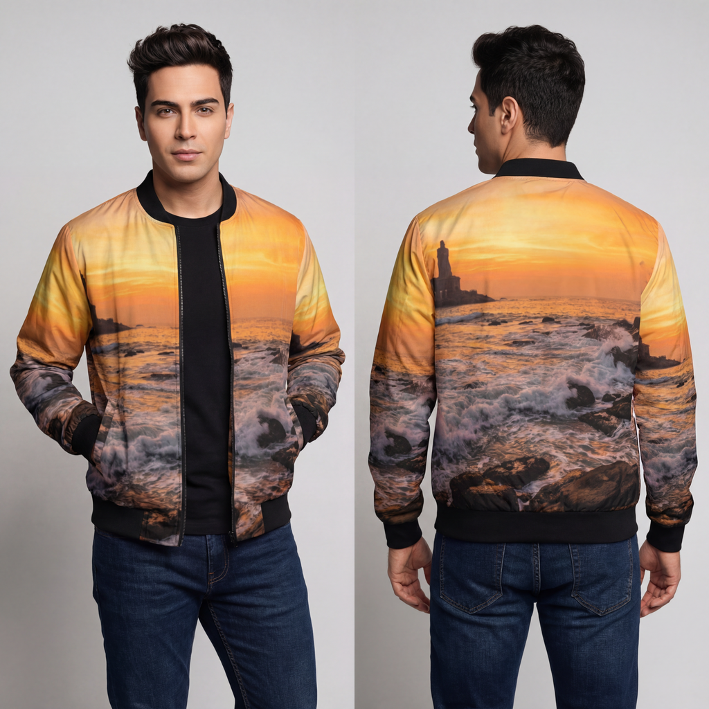 Men's Bomber Jacket - Majestic Ocean Dawn