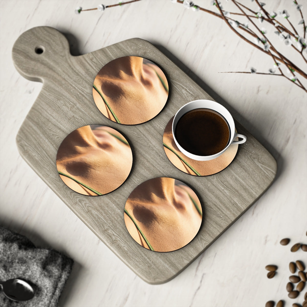 Golden Hour Coasters - Elegant Bar Accents (1 & 4 pcs) |...