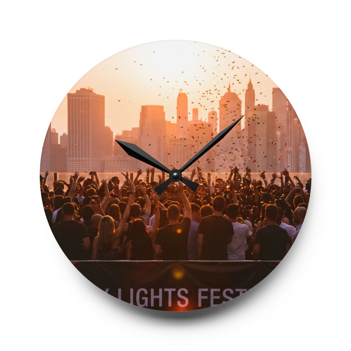 Acrylic Wall Clock - City Lights Festival | Echovira Gallery