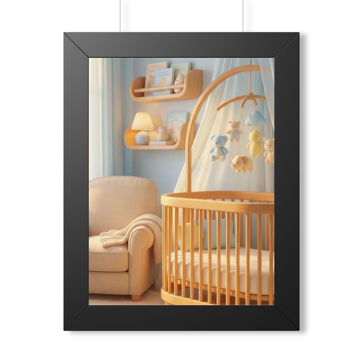 Framed Vertical Poster - Dreamy Serene Nursery Art — Black...