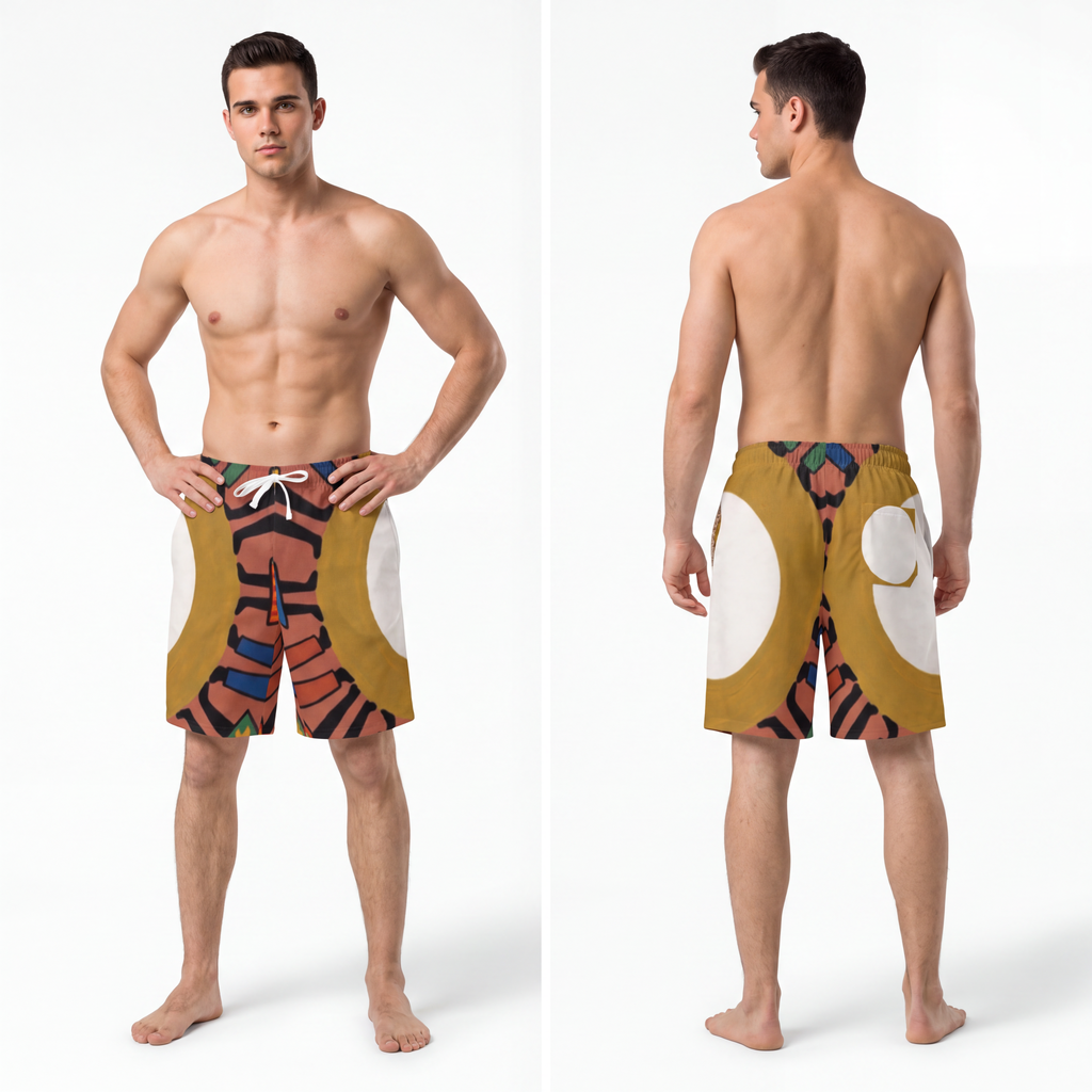 Men's Athletic Long Shorts - Unity Mandala Folk Art |...