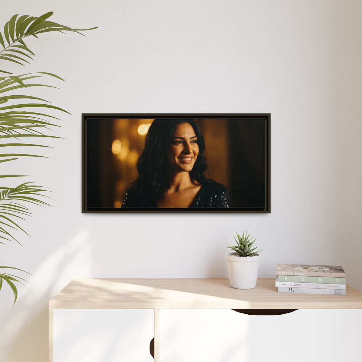 Framed Canvas Art - Golden Glamour — Espresso / 1.25"