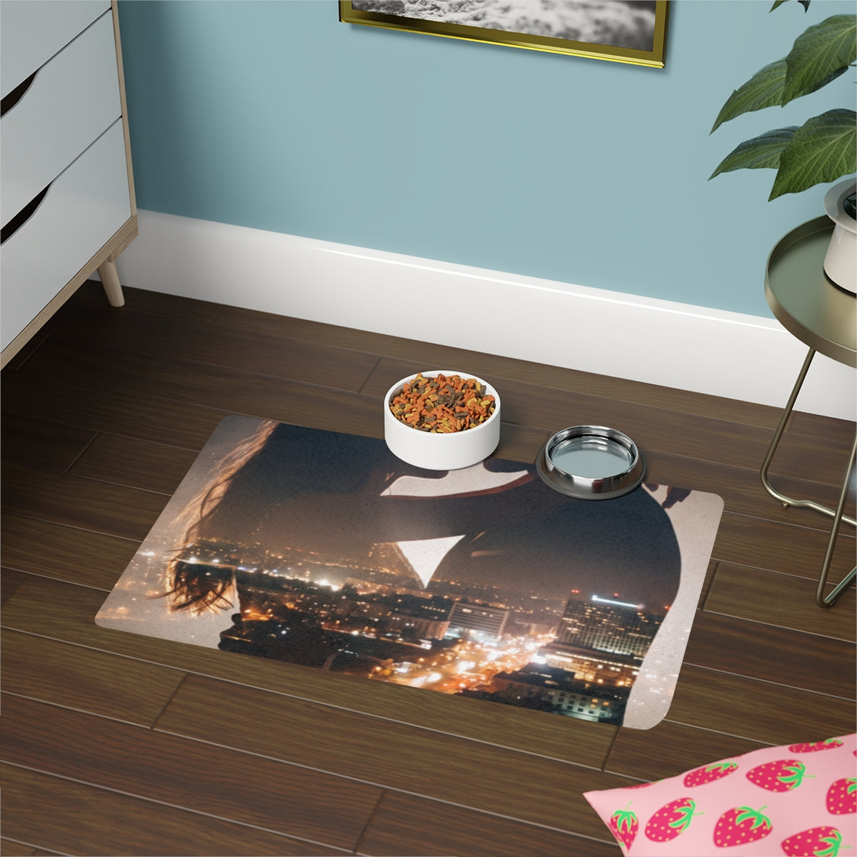 Pet Food Mat (12x18) - City Twilight Glow | Echovira Gallery