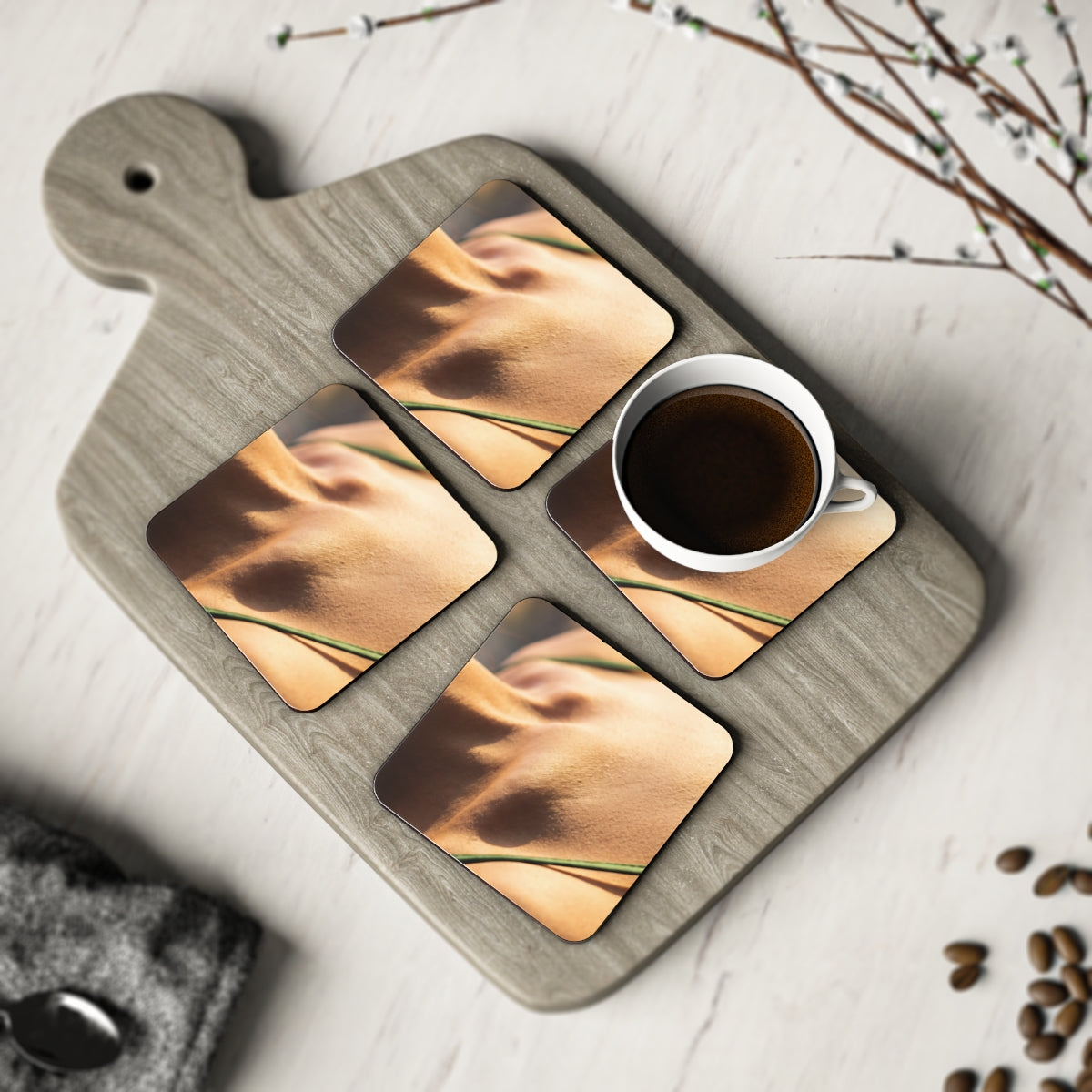 Golden Hour Coasters - Elegant Bar Accents (1 & 4 pcs) |...