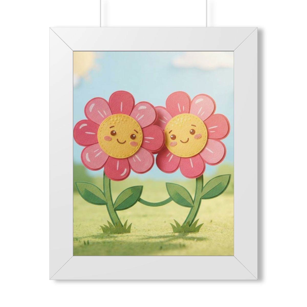 Framed Vertical Poster - Blooming Friends Papercraft Floral...