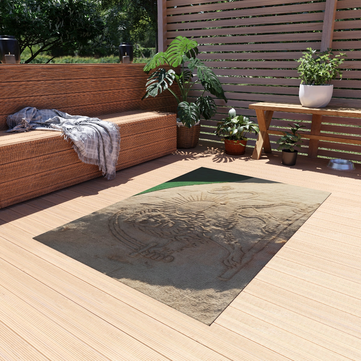 Outdoor Rug - Persian Lion and Sun | Echovira Gallery