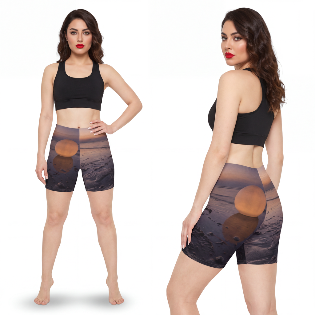 Women's Biker Shorts - Twilight Coast Glow | Echovira...