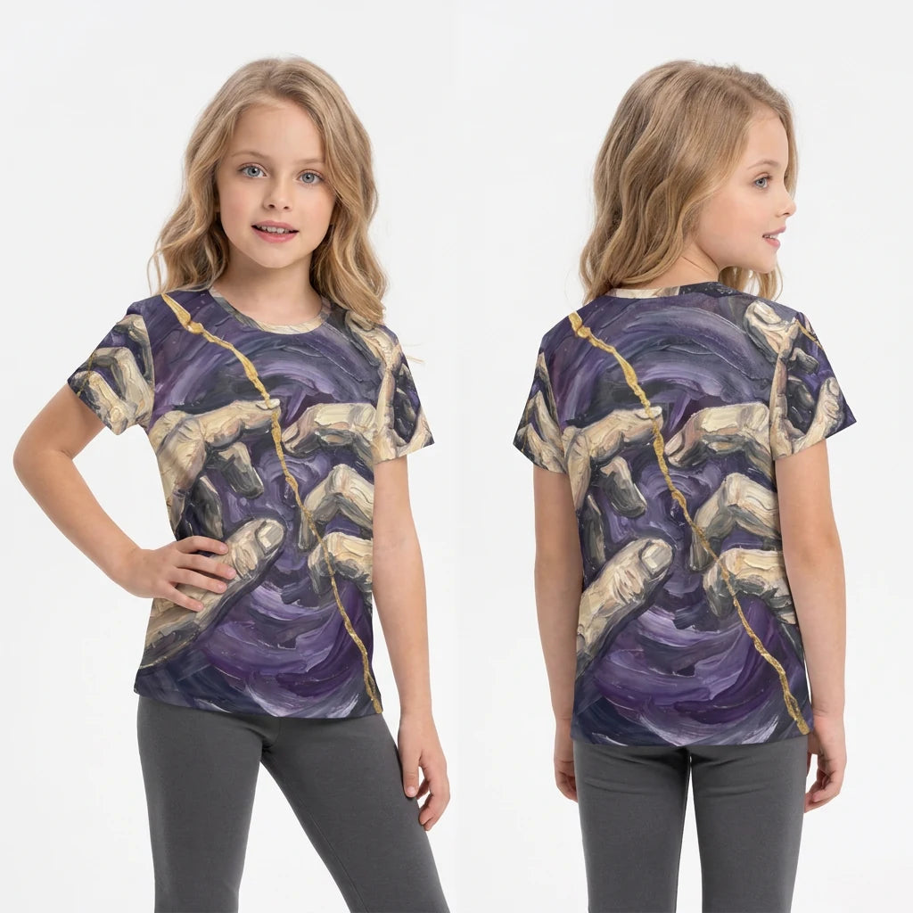 Kids Sports Jersey with Kintsugi Hands Art