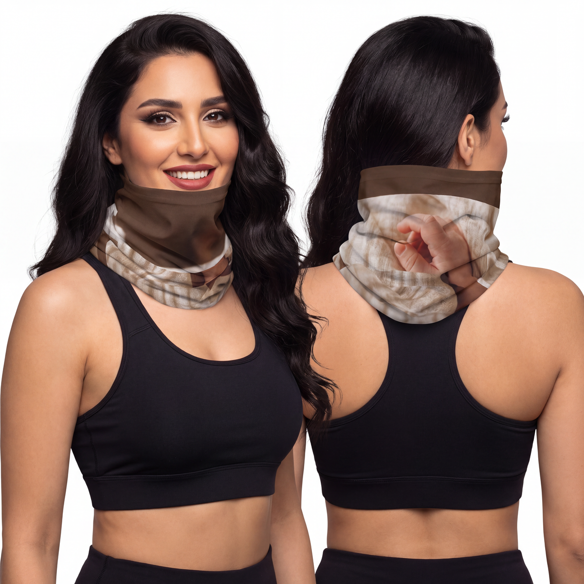 Lightweight Neck Gaiter - Tender Newborn Hand in Soft Muslin...