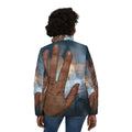 Women's Puffer Jacket with Rainy City Art