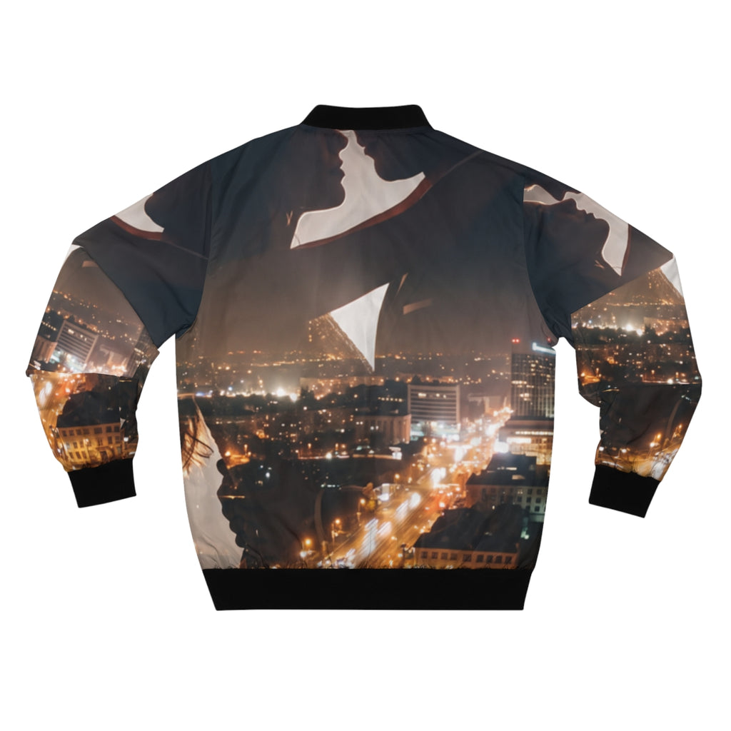 Men's Bomber Jacket - Midnight City Skyline | Echovira...