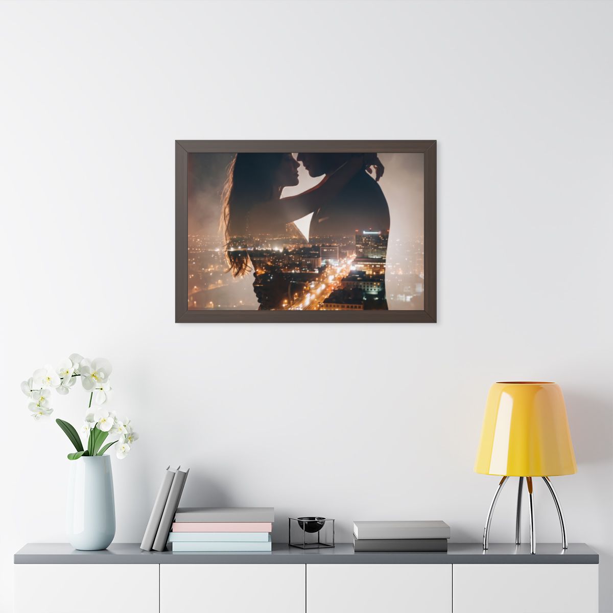 Framed Horizontal Poster - Metropolitan Night lights (14×11...